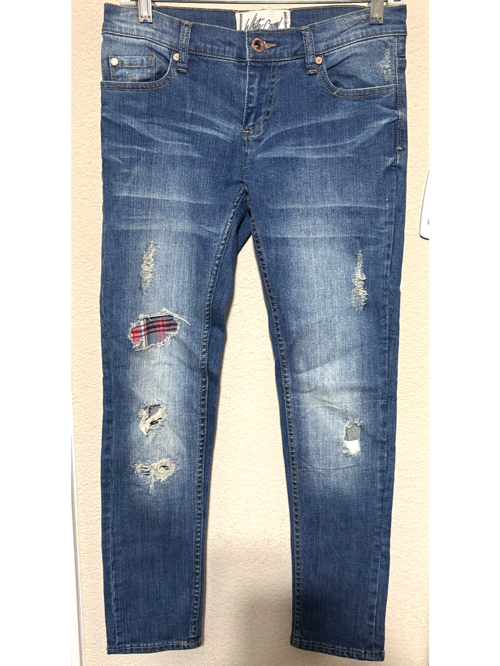 White Crow Jeans Womens 26 Patchwork‎ distressed boho flannel lined grunge